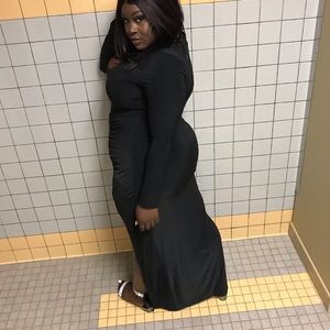 Black Sexy Silky Dress .